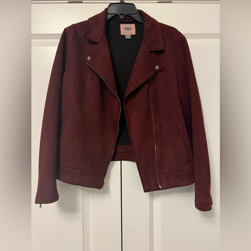 Burgundy Old Navy Suede Moto Biker Jacket